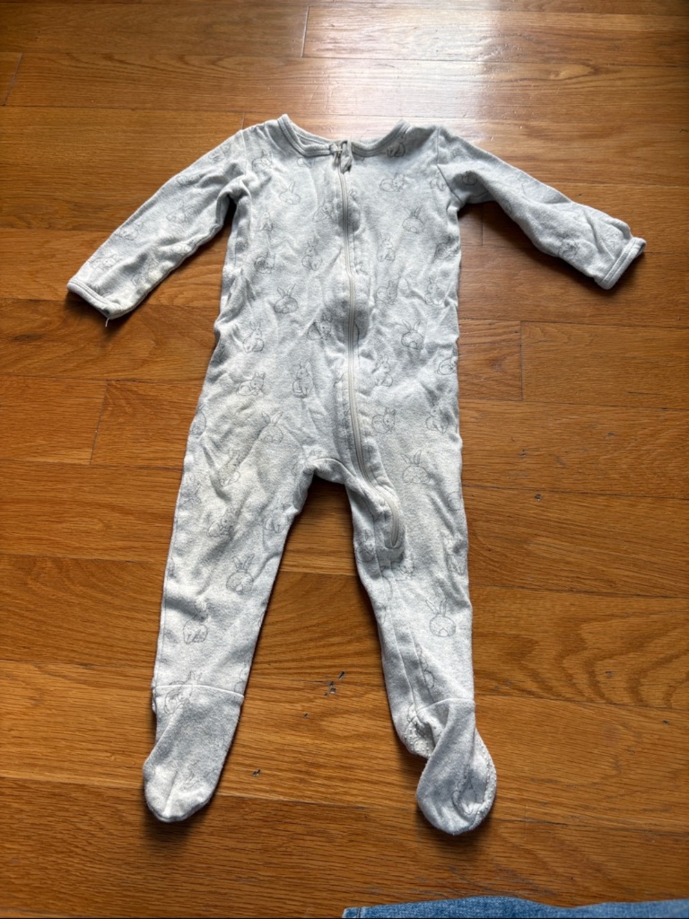 Soft Light Gray Footed Baby One-Piece Sleeper